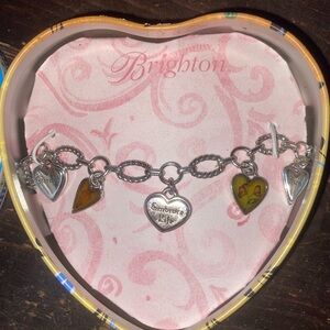 Brighton Piccadilly Silver Heart Floral Charm Bracelet “Embrace‎ Life” ❤️ charm